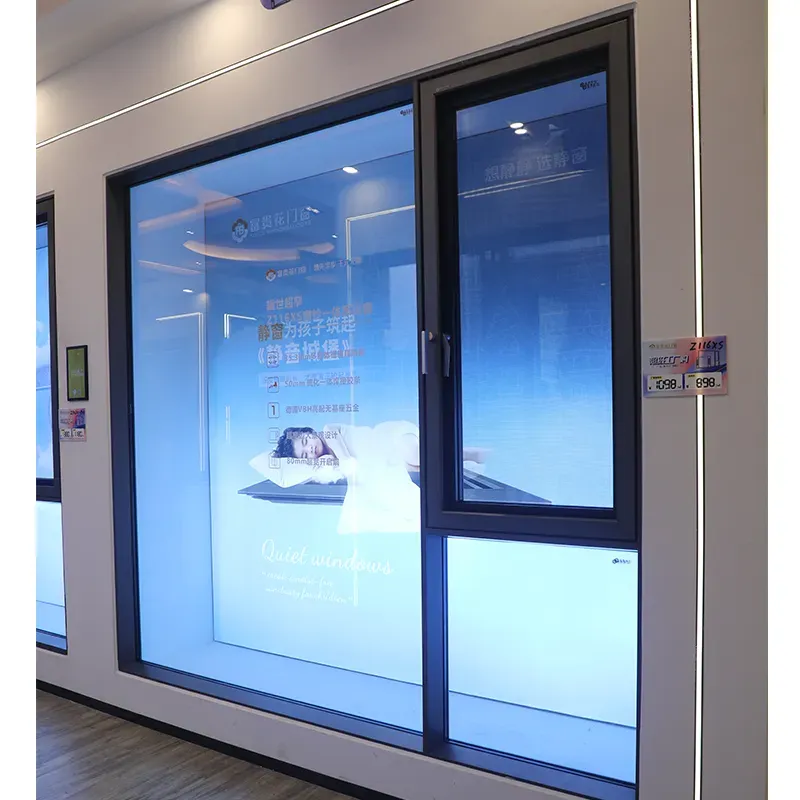 sliding window screen frame, glazing and hardware detail