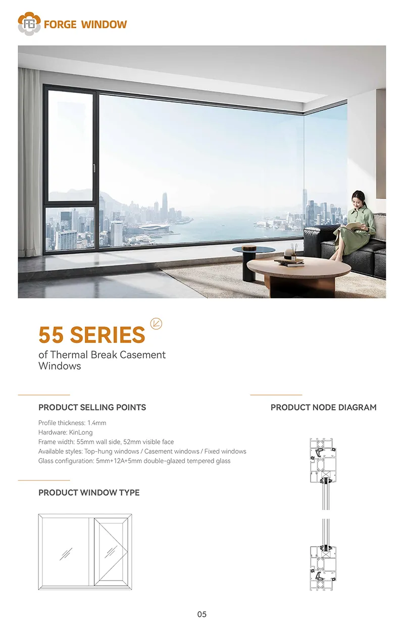 55 SERIES of Thermal Break Casement Windows（1.4mm）