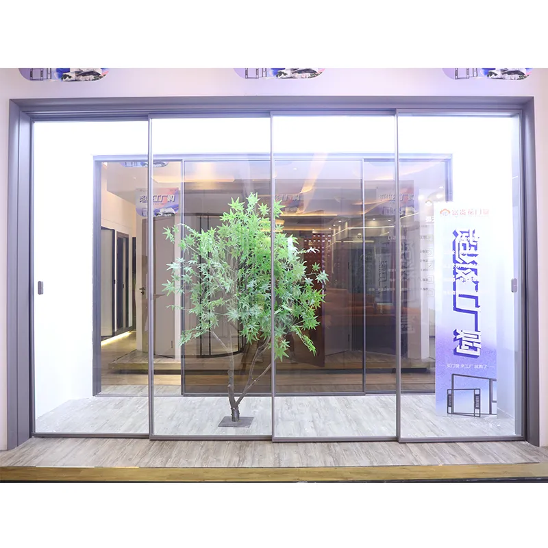 Arc-shaped boundless hanging track four-link sliding door view 7