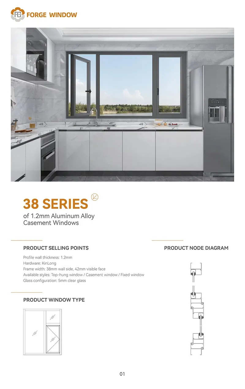38 SERIES of 1.2mm AluminumAlloy Casement Windows