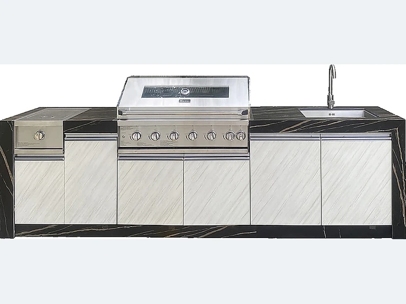 3000mm Light-Luxury Outdoor Kitchen with Gold Stone A316S-30S