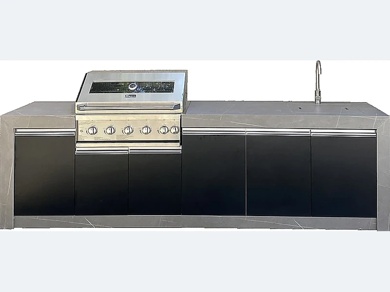 3000mm Matte Black Outdoor Kitchen with Calacatta White A315S-30S
