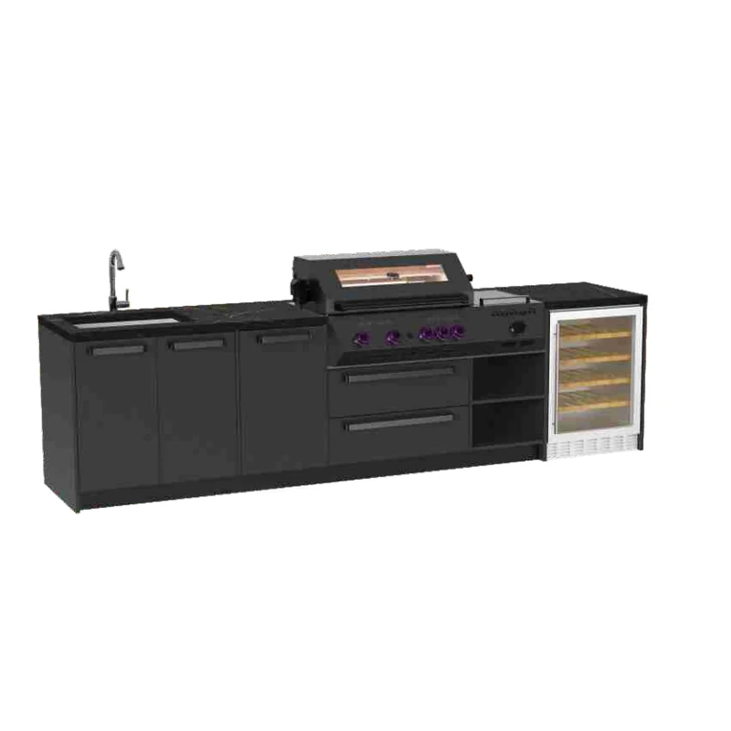 Black 3200mm Outdoor Kitchen with Grill and Fridge GP-CGB02 by ForgeWin