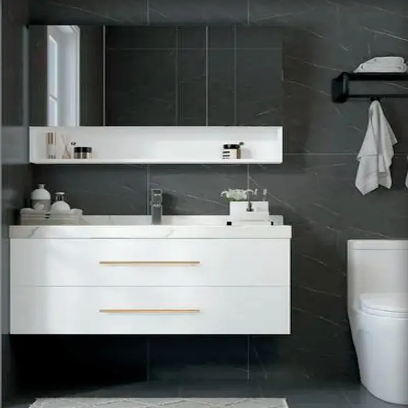 Clean White Wide Floating Bathroom Vanity Custom Stainless Steel Bathroom Vanity FW-BV-004