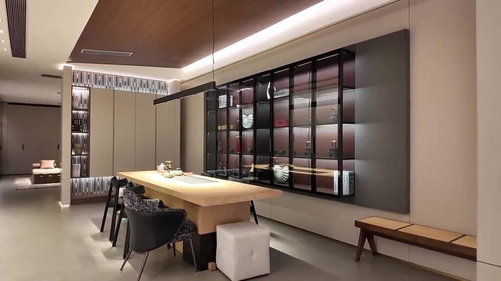 Dining Island with Glass Cabinets
