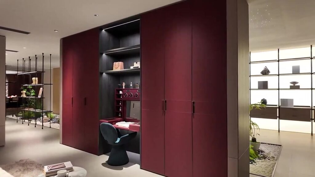 Burgundy Cabinet & Display Shelves