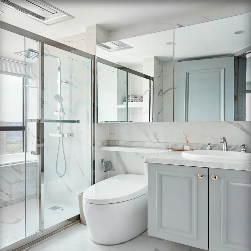 Powder Blue Classic Double-Door Bathroom Vanity Custom Stainless Steel Bathroom Vanity FW-BV-059 by Forge