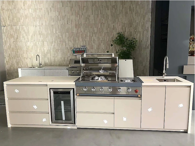 Stainless Steel Outdoor Kitchen with Grill and Sink