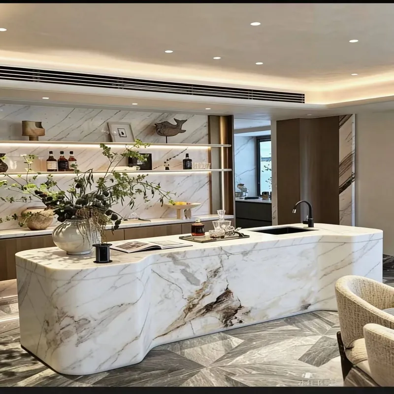 White and Gold Natural Luxury Stone Slab FW-LS-039 view 2