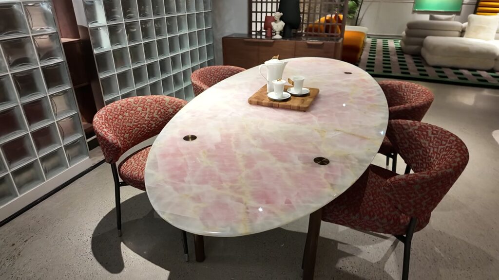 Rose Onyx Oval Dining Table Set