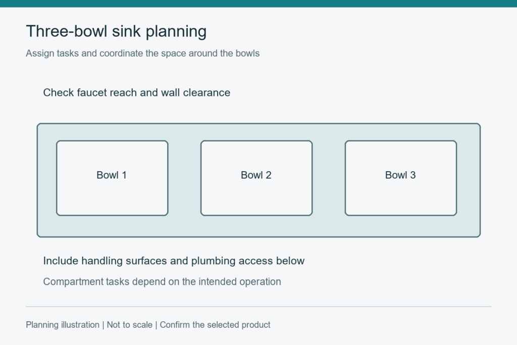 Three-Bowl Kitchen Sinks: Coordinate Workflow and Cabinet Space