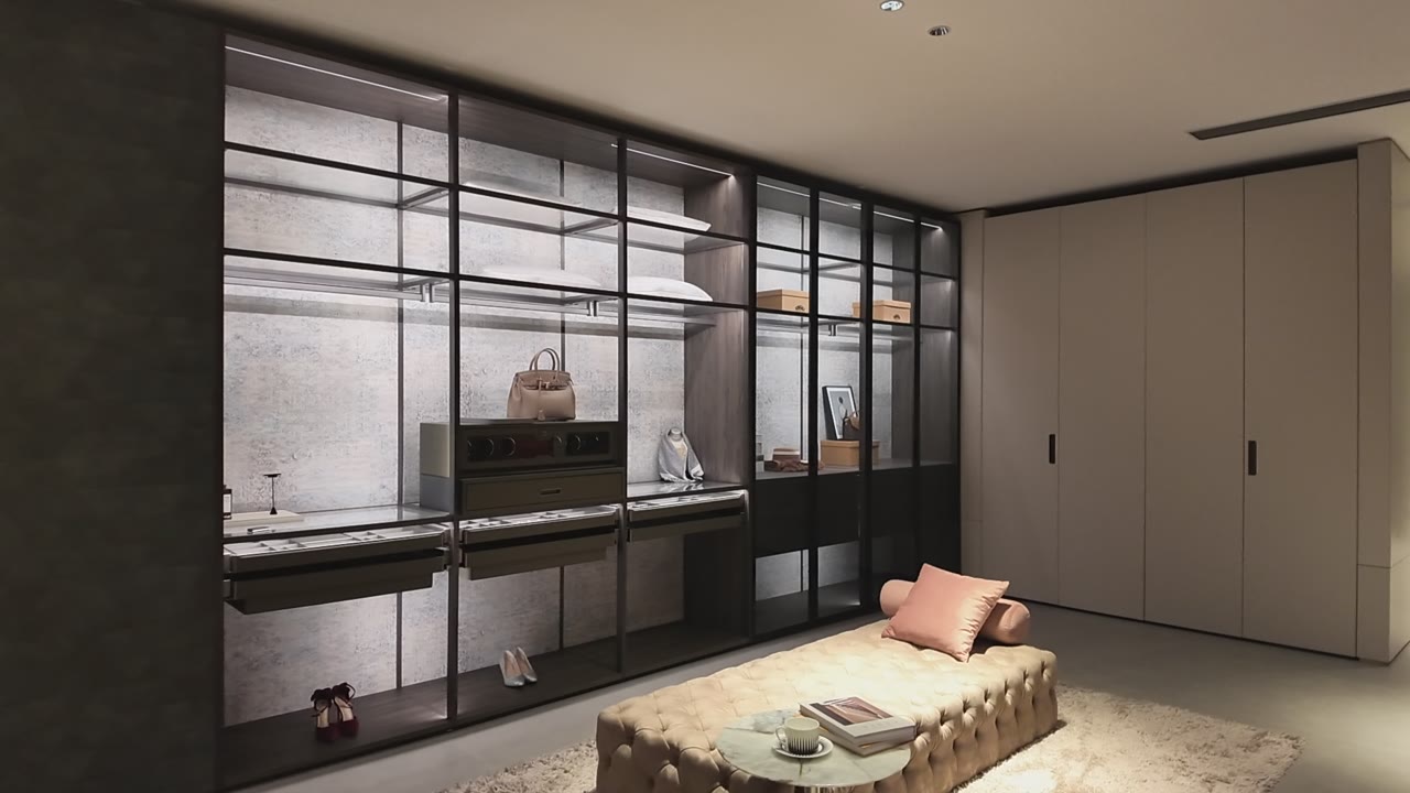 Integrated Bedroom Wardrobe and Display Shelving video thumbnail