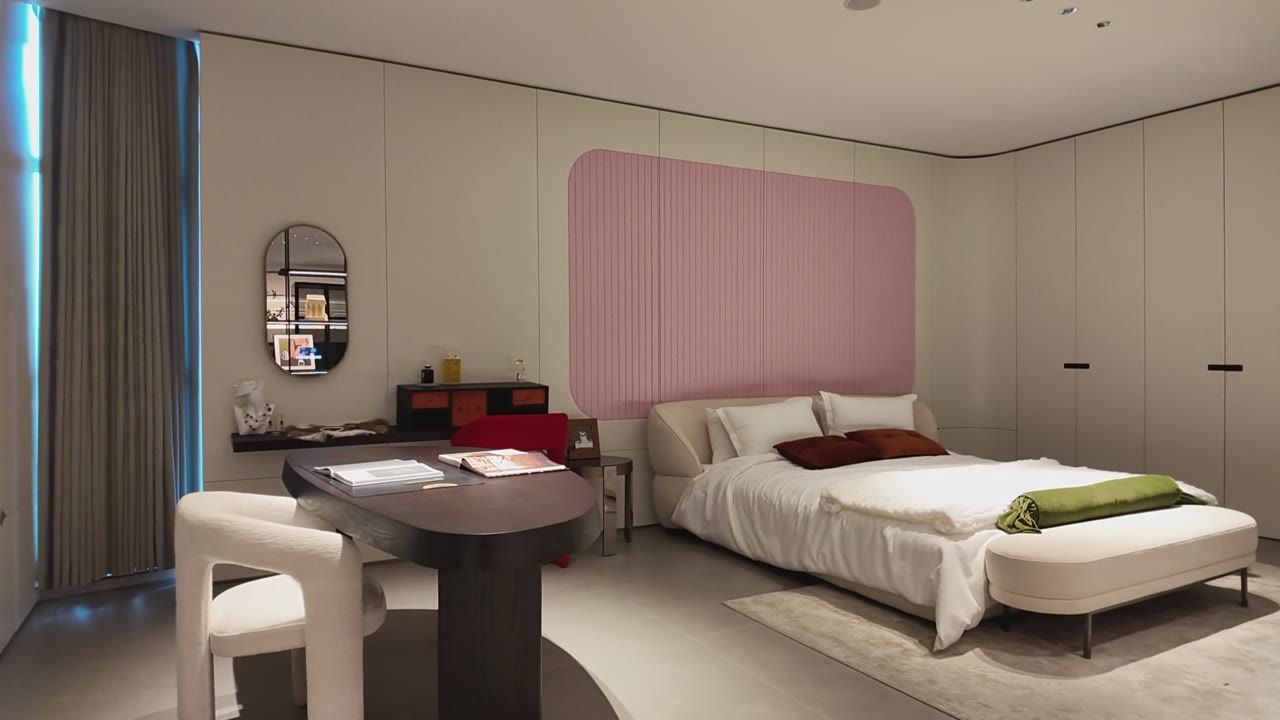 Pink Upholstered Bedroom and Full-Height Wardrobe video thumbnail