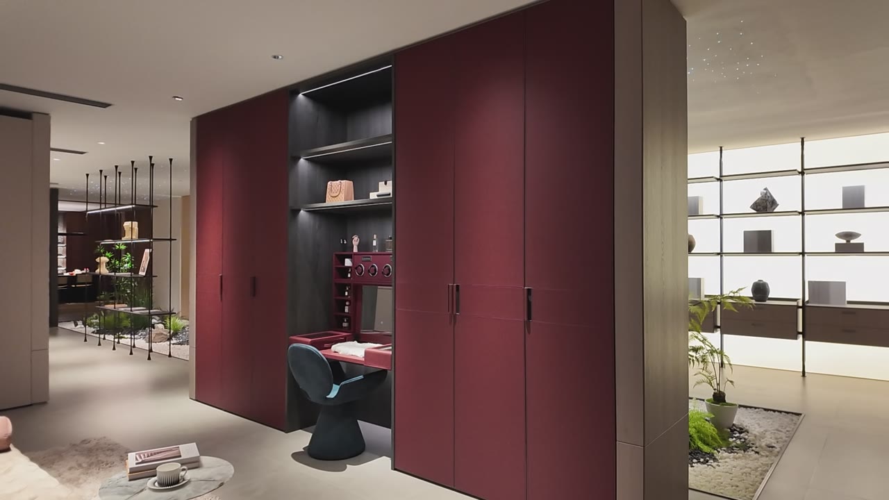 Burgundy Cabinetry with Open Display Shelves video thumbnail
